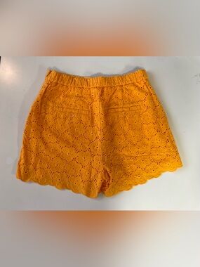Maeve Orange Eyelet Scalloped Shorts